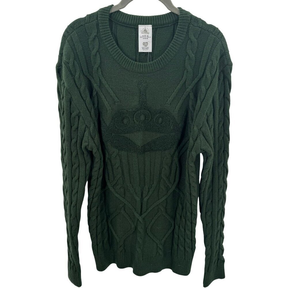 Disney Pixar Toy Story Alien Cable Knit Sweater Green Womens Size L